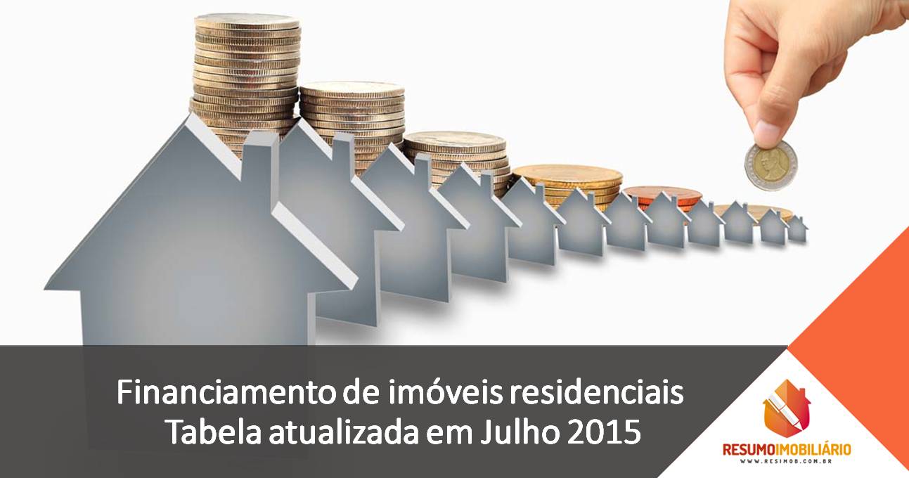 Financiamento de imóveis residenciais. Tabela atualizada em Julho 2015